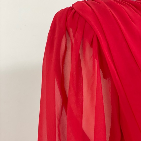 Vintage Miss Elliette Red Organza Ruffle Midi Dress - Picture 15 of 16